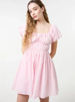 Puff Sleeve Mini Dress with Shorts