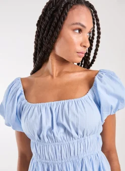 Puff Sleeve Mini Dress with Shorts