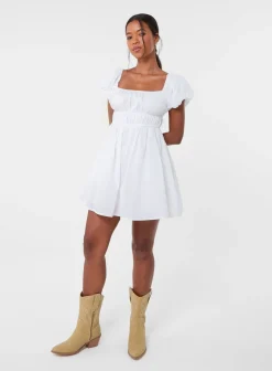 Puff Sleeve Mini Dress with Shorts