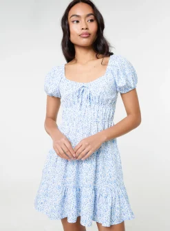 Puff Sleeve Printed Mini Dress