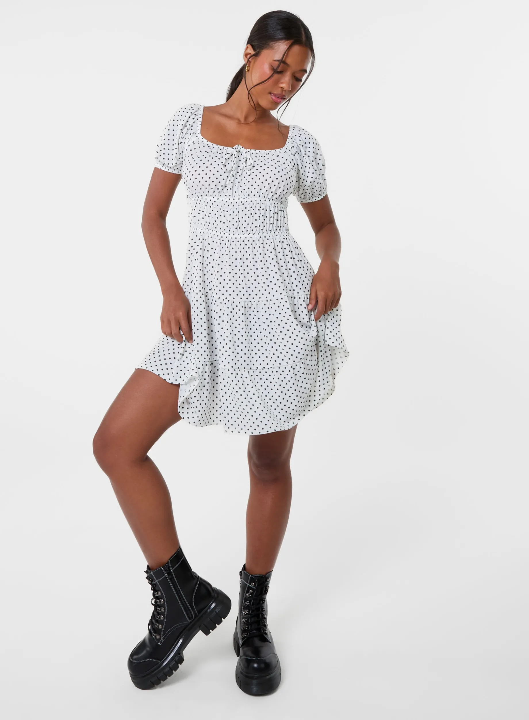 Puff Sleeve Tiered Mini Dress