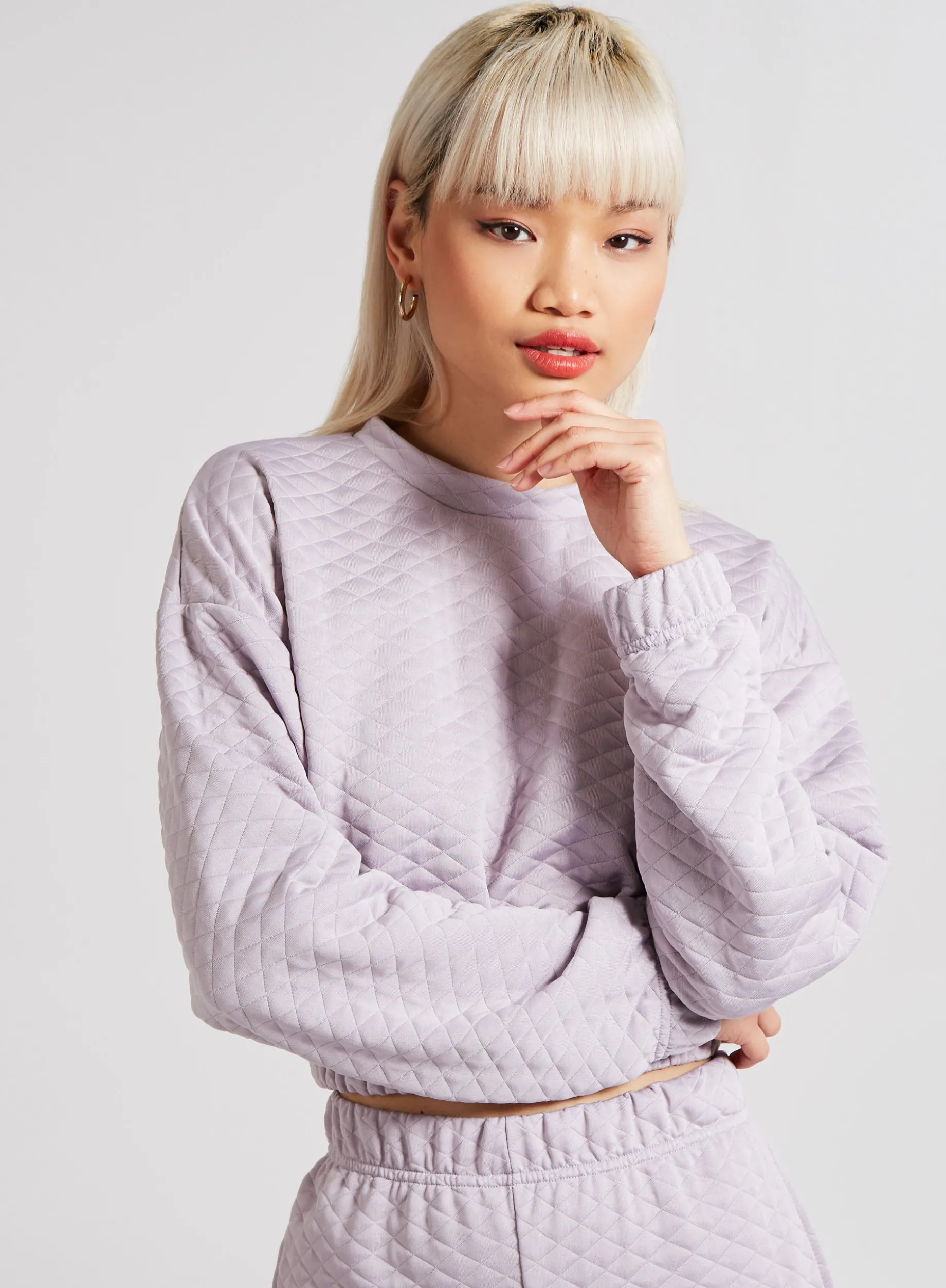Quilted Cropped Sweatshirt