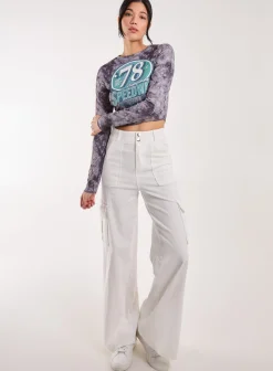 Racer Washed Printed Long Sleeve Top