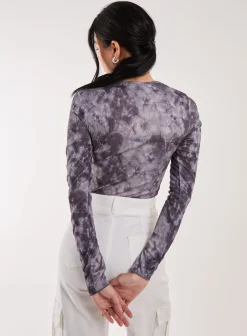Racer Washed Printed Long Sleeve Top