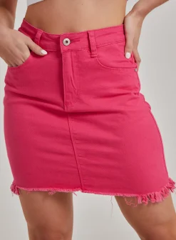 Raw Edge Denim Mini Skirt