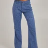 Retro Checkered Flare Jeans
