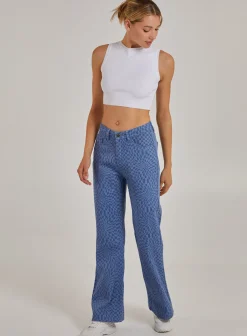 Retro Checkered Flare Jeans