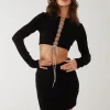 Rhinestone Zebra Lace Up Top