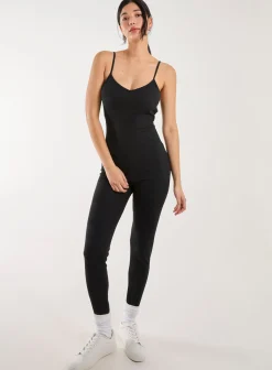 Ribbed Bodycon Unitard All in One
