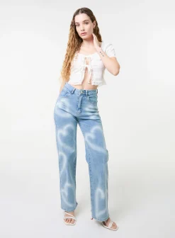 Ribbed Lace Tie Front Top