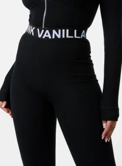Ribbed Leggings With Logo Band