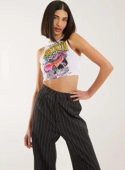 Ribbed Printed Motor Vest