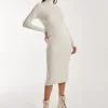 Ribbed Roll Neck Midi Dress