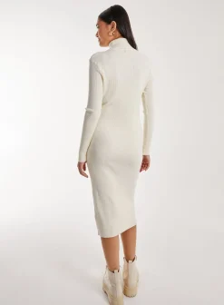 Ribbed Roll Neck Midi Dress