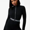 Ribbed Zip Up Top With Logo Band
