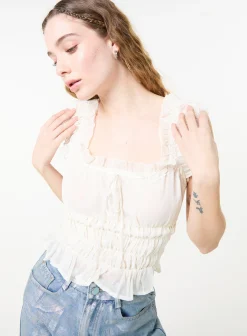 Ribbon Trim Milkmaid Top