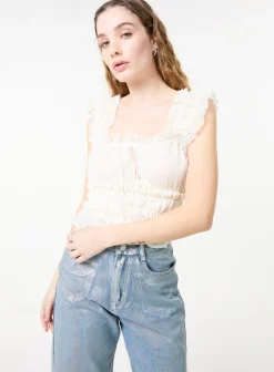 Ribbon Trim Milkmaid Top