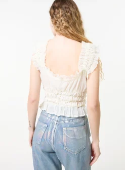 Ribbon Trim Milkmaid Top