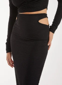 Ripple Cut Out Midi Skirt