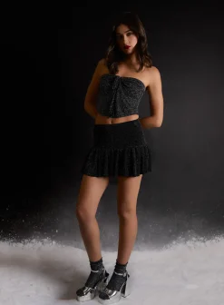 Ruffle Glitter Mini Skirt