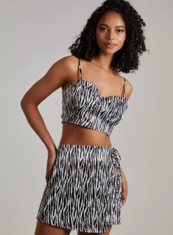Satin Cropped Zebra Bralette