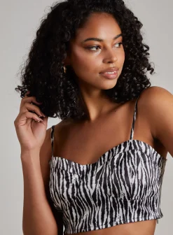 Satin Cropped Zebra Bralette