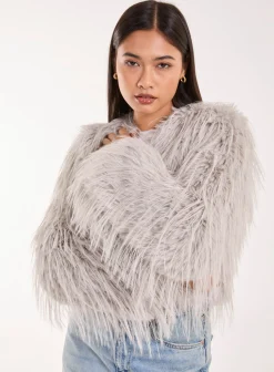 Shaggy Tinsel Faux Fur Cropped Jacket