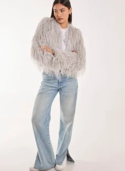 Shaggy Tinsel Faux Fur Cropped Jacket