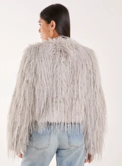 Shaggy Tinsel Faux Fur Cropped Jacket