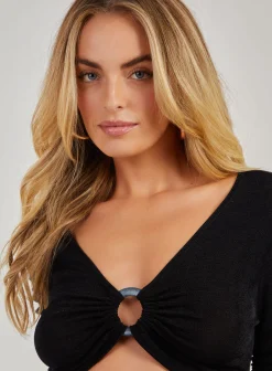 Shimmer Ruched Ring Detail Top