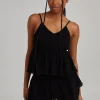 Shirred Broderie Crop Top