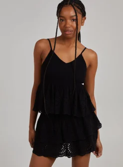 Shirred Broderie Crop Top