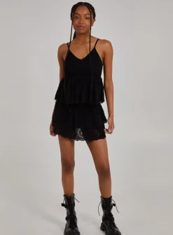 Shirred Broderie Crop Top