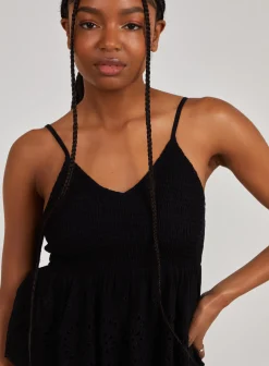 Shirred Broderie Crop Top