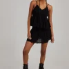 Shirred Broderie Ruffle Mini Skirt