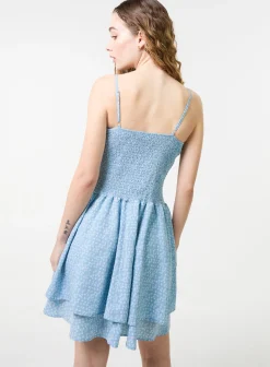 Shirred Ruffle Mini Dress