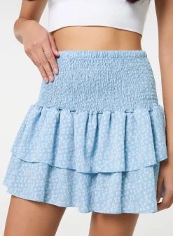 Shirred Ruffle Mini Skirt