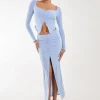 Slinky Ruched Maxi Skirt