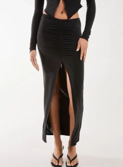 Slinky Ruched Maxi Skirt