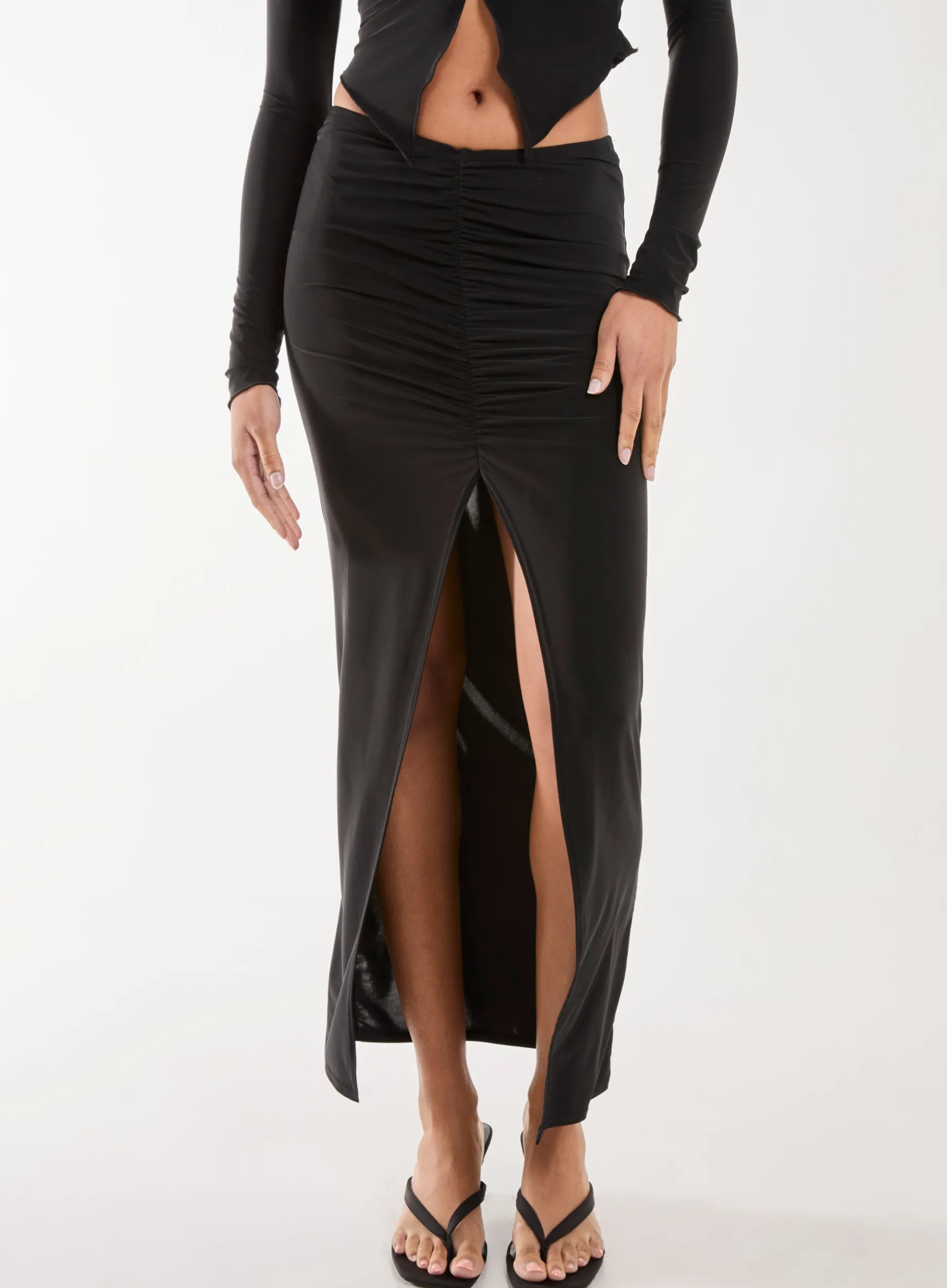 Slinky Ruched Maxi Skirt