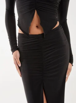 Slinky Ruched Maxi Skirt