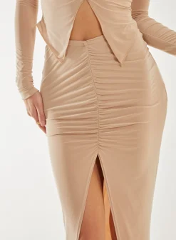 Slinky Ruched Maxi Skirt