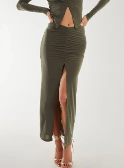 Slinky Ruched Maxi Skirt