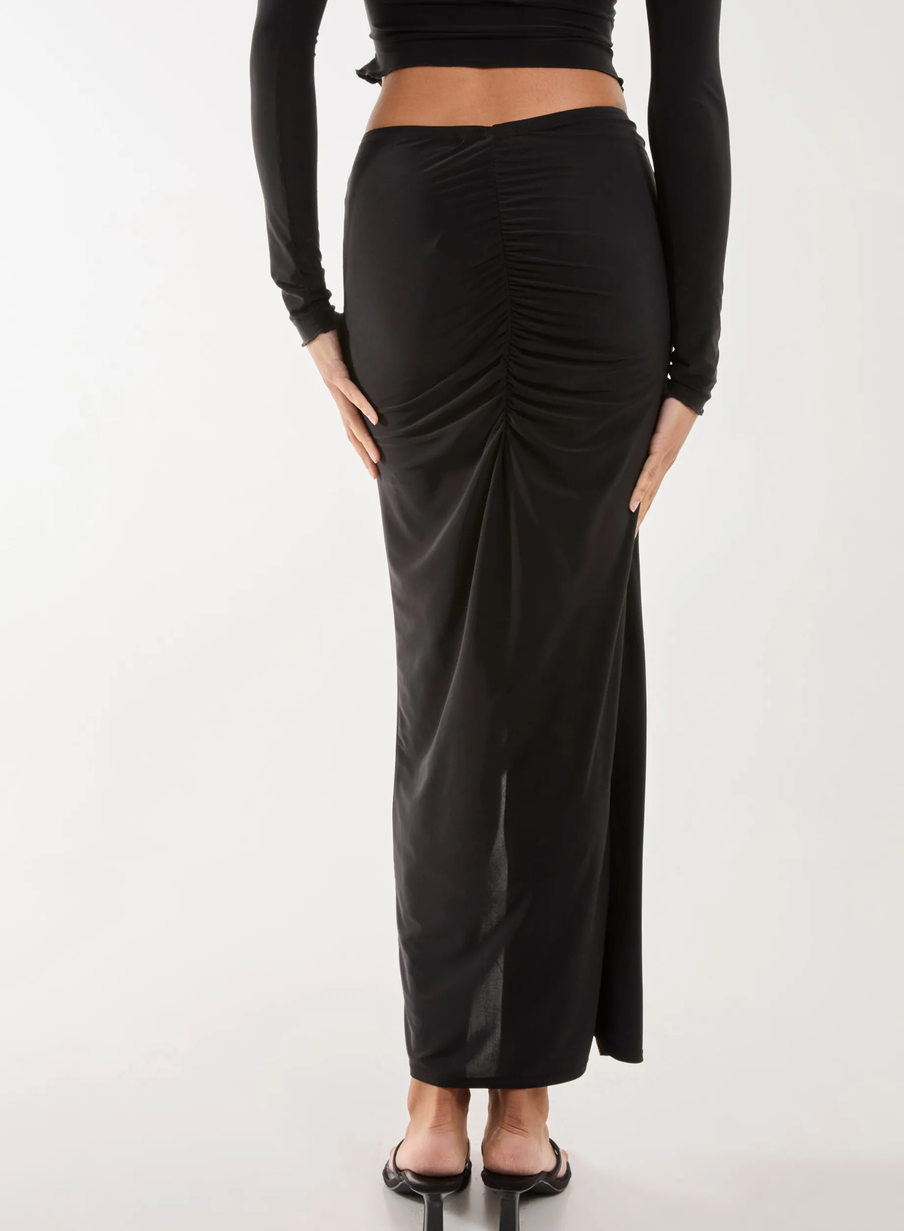 Slinky Ruched Maxi Skirt