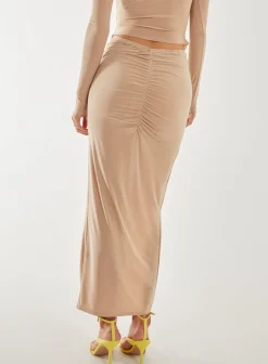 Slinky Ruched Maxi Skirt