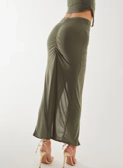 Slinky Ruched Maxi Skirt