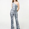 Snake Print Flare Trousers