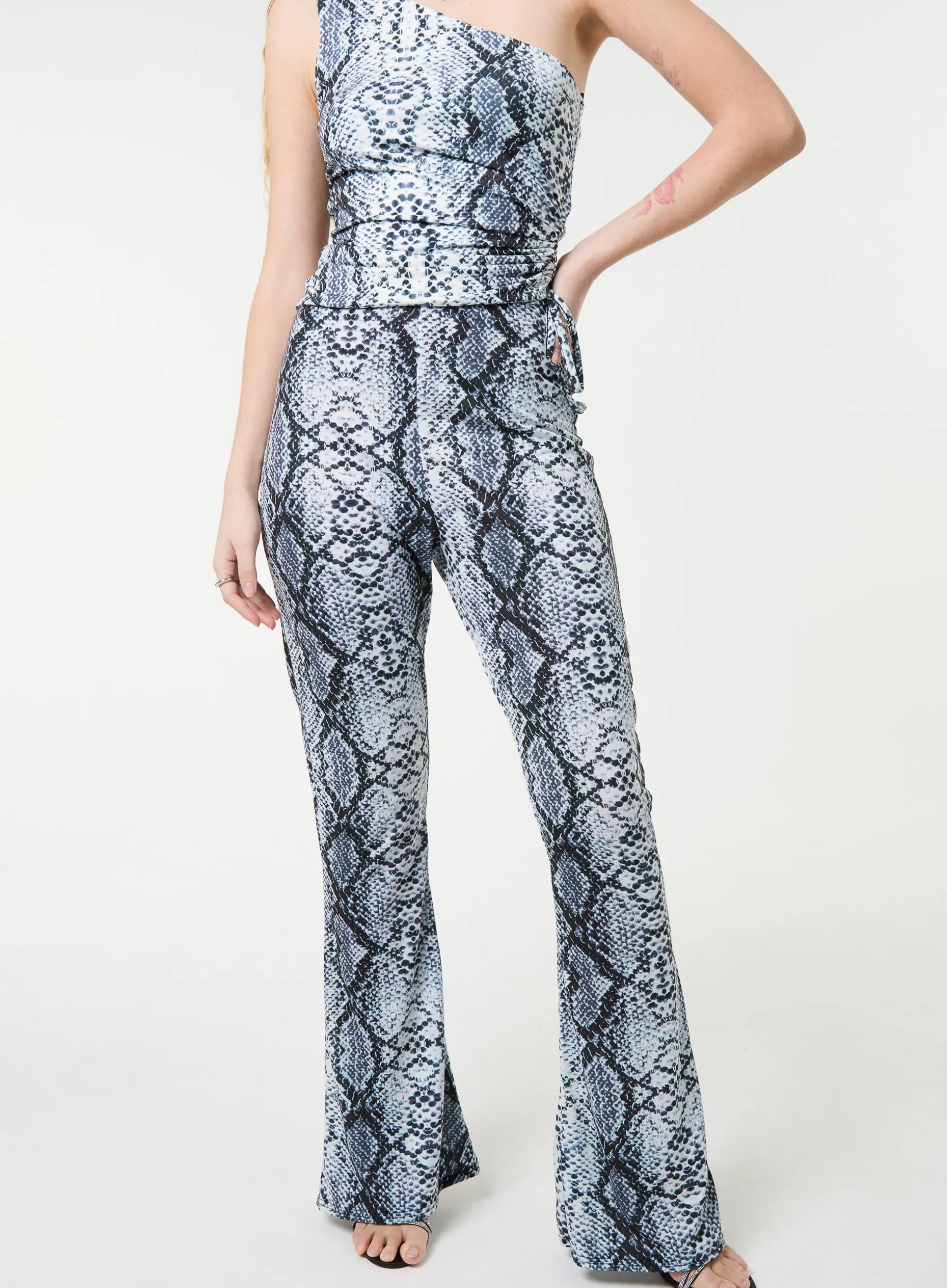 Snake Print Flare Trousers