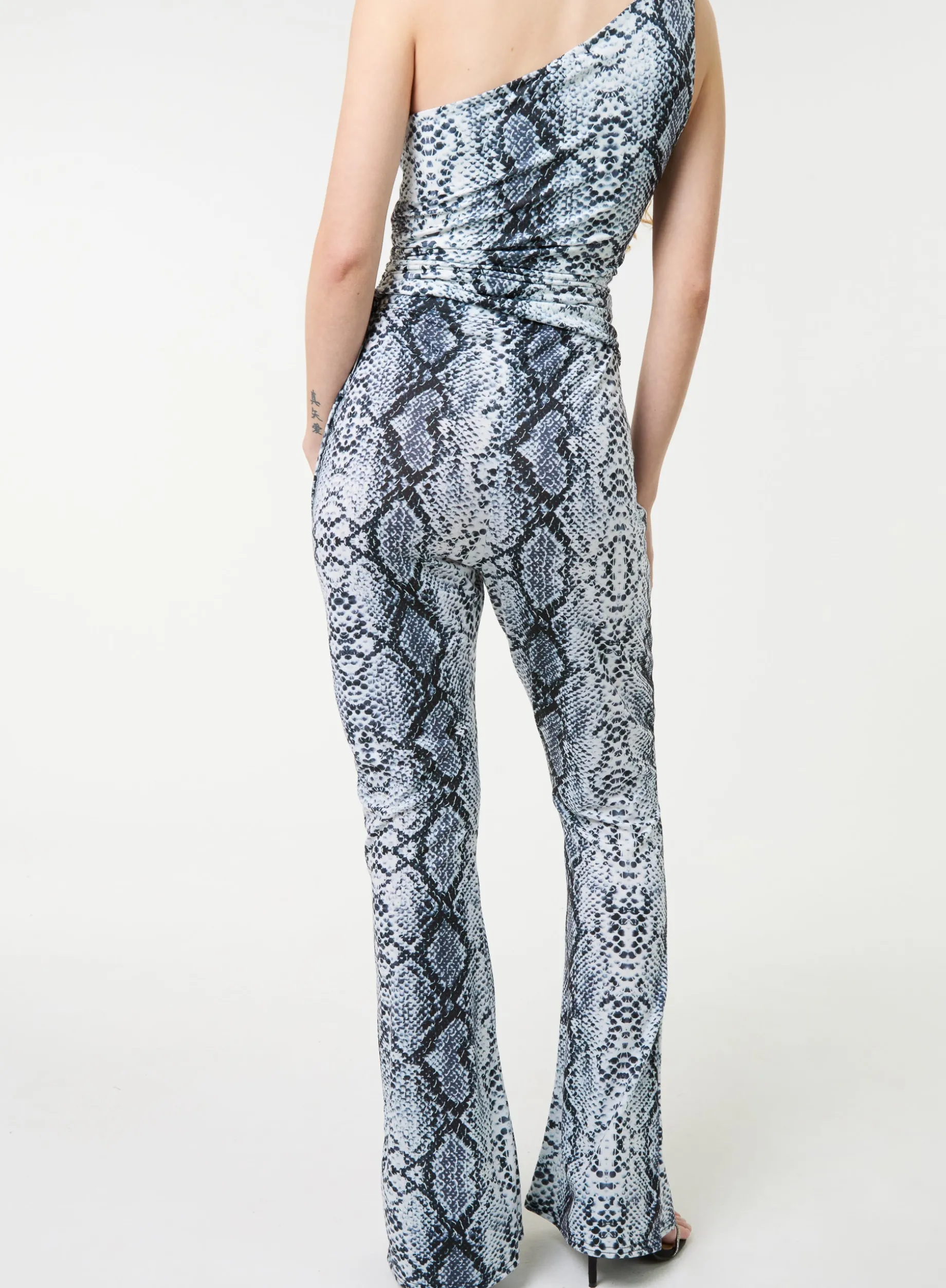 Snake Print Flare Trousers