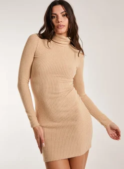 Soft Brushed Roll Neck Dress